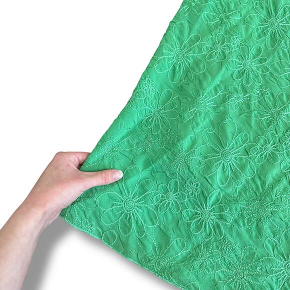Y2K Vintage Glam Green Embroidered Floral Halter Dress Made in USA Size M - Picture 9 of 9